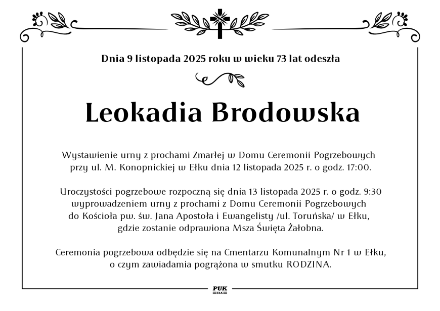Leokadia Brodowska - nekrolog